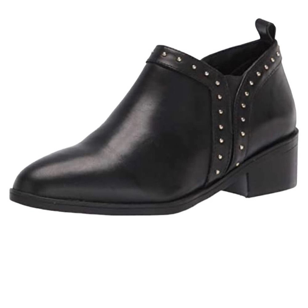 BELLA VITA Lorraine Black Leather Stud Detail Ankle Boots Booties - Size 10 NEW